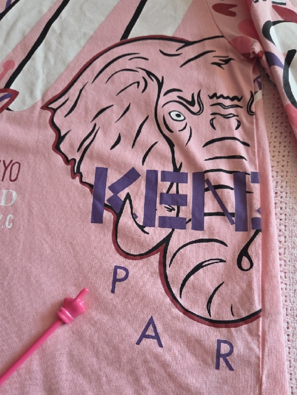 KENZO Kids Light Pink Graphic Short Sleeve Tee Girls Size 10 - Picture 5 of 12